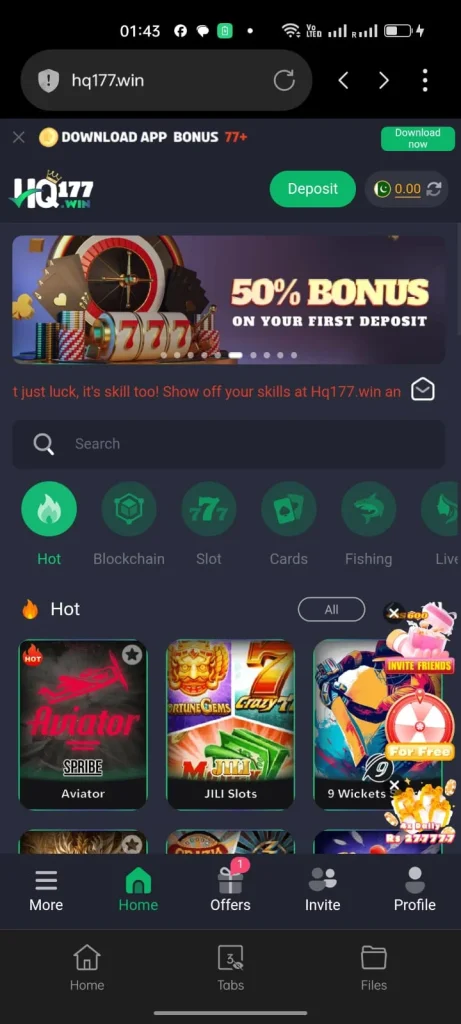 HQ 177 GAme Deposit Bonus
